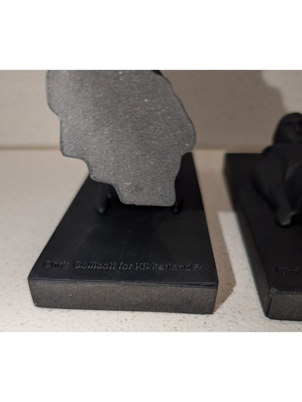 Chris Collicott Bookends Pair Man Woman Sculpture Black Art Deco Cubist Realism - Picture 14 of 16